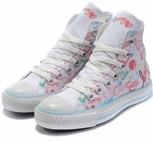 专柜正品匡威女款高帮帆布鞋和平与爱蜡笔涂鸦彩色爱心低帮522297 匡威泉州店 - 斯诺威登手表